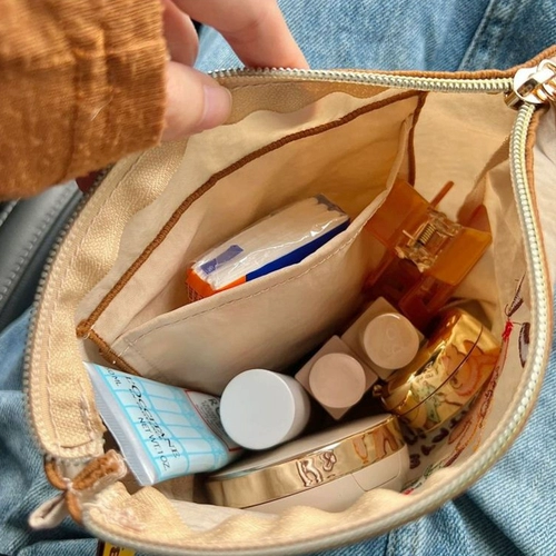 Косметичка, портативная сумка для хранения, нейлоновый вместительный и большой тканевый мешок, с медвежатами, с вышивкой