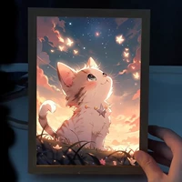 Кошка освещение живопись милая аниме теплый щенок лечить котенок ночные фонари