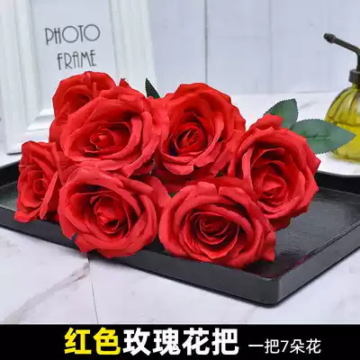 European rose simulation wedding 7 head rose silk flower fake flower arrangement indoor home props decoration flower arrangement