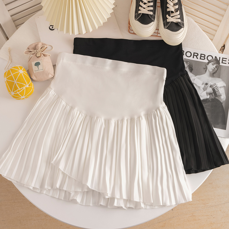 Maternity Shorts with Korean Design, Pleated and Drapey, Loose-Fitting Leggings, Summer Thin High-Waisted Belly-Supporting Three-Quarter Skirt Pants