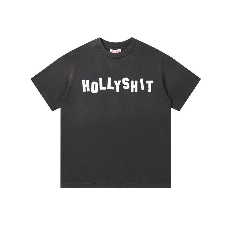Juicy “Hollywood” Distressed Washed Short-Sleeve Hollysh*T Tee Heavyweight 300g