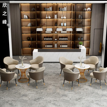 Nordic light luxury modern sales office Hotel exhibition hall negotiation table and four chairs Reception meeting guest table and chair combination