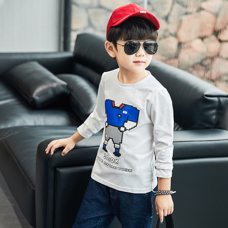 Boys dài sleeveT áo thun mùa thu 2020 mới mùa xuân và mùa thu trẻ em nhấn áo đáy T-shirt trong khí quyển của cậu bé cartoon áo xu hướng lớn.