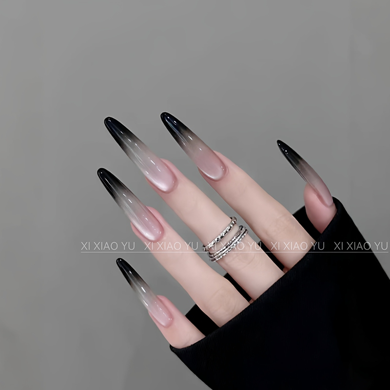 【Siamese Cat】New Autumn and Winter Style, Simple and Elegant Gradient Dark Black Glass Bead Cat Eye, Brightening, Handmade Wearable Nails 【Siamese Cat】New Autumn and Winter Style, Simple and Elegant Gradient Dark Black Glass Bead Cat Eye, Brightening, Handmade Wearable Nails