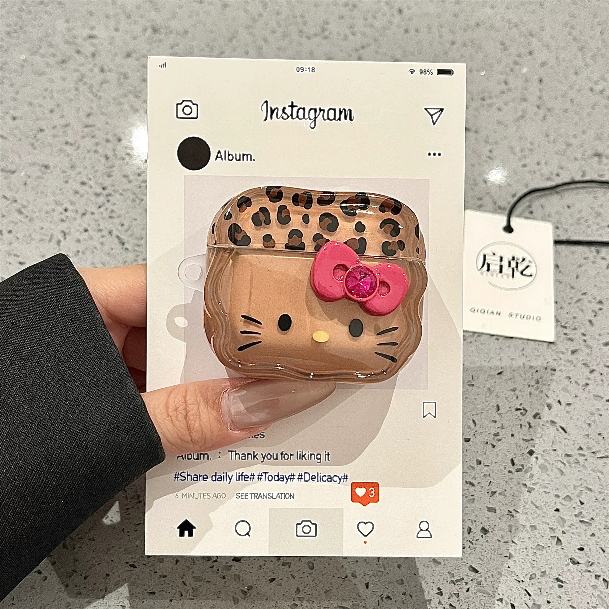 Hello Kitty, яблоко, Hello Kitty, коричневая подвеска, наушники, защитный чехол, совместимый беспроводной iPhone2 Pro, 3, bluetooth