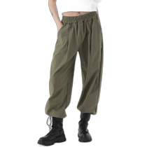 Korean direct mail PIANER imitation denim single pleated jogging pants (khaki)