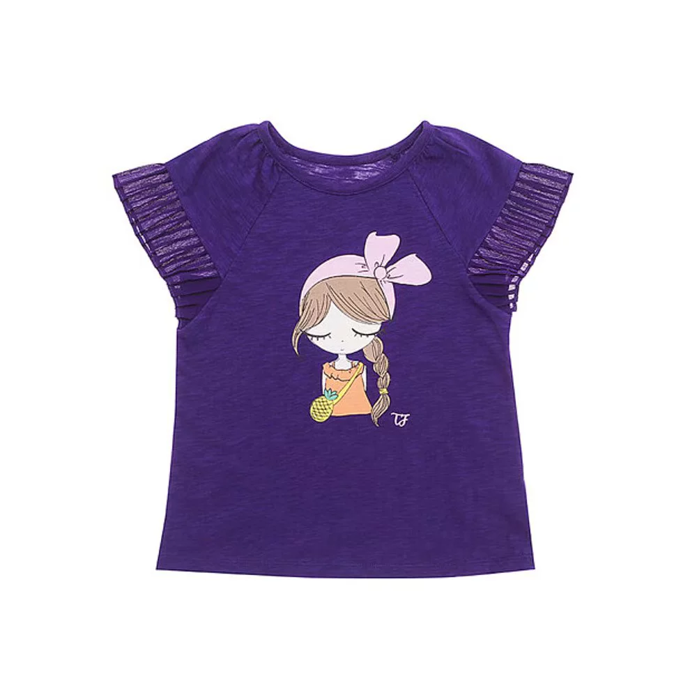Прямое письмо Кореи [Tiffany] Фиолетовая девушка футболка T -shirt T23KCT060