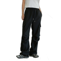 Korean direct mail ACOVER wide I-strap polyester twill trousers 2color