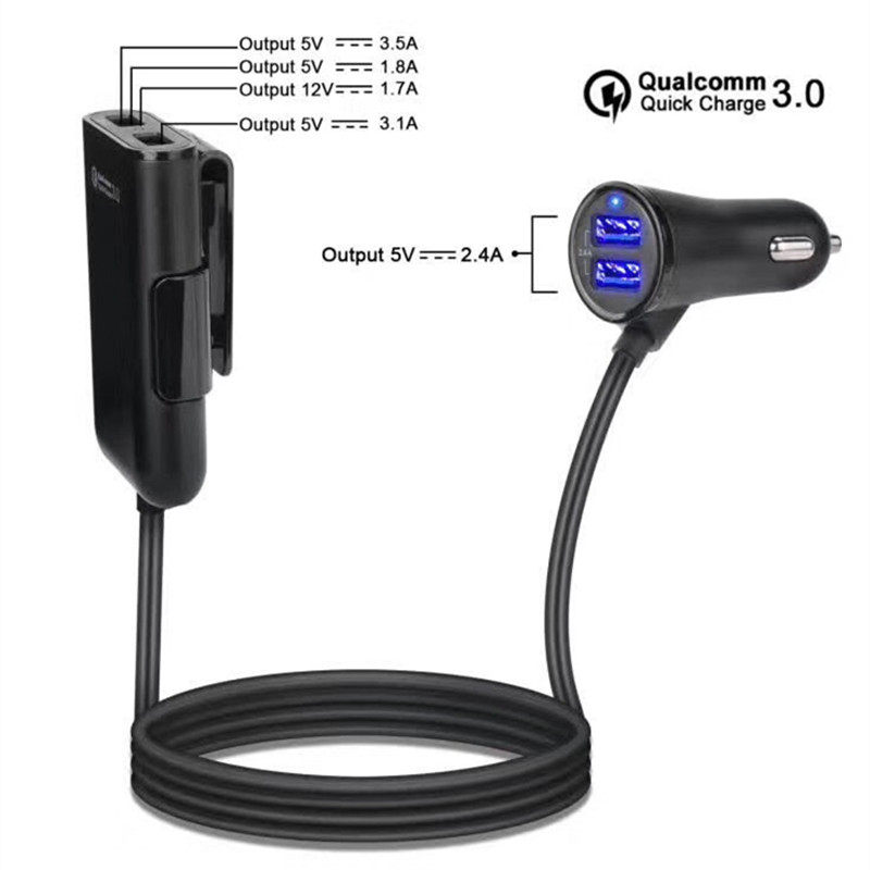 Car with a drag four front and rear row with 4USB mouth on-board charger multifunction flashover charging cigarette lighter Quick charge