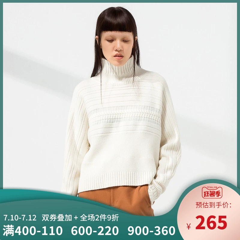 Sow 2018 mùa đông mới 100% len cao cổ khâu áo len nữ BDL4S912 - Đan Cardigan