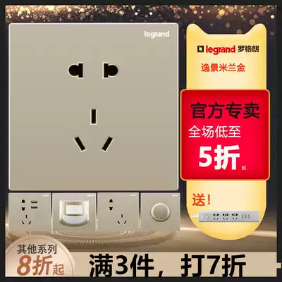 TCL Rogrand switch socket Yijing Milan gold set silver edge home wall 86 type concealed five-hole single open