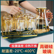 Cold kettle glass resistant to high temperature cool kettle Home cool water cups Large capacity Bubble Teapot Cool White Open Water Bottle Suit