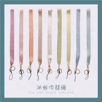 Summer Ice Scarves Mobile Phone Sling Personality Creative Silk Scarf Apple Huawei Xiaomi Universal New Wide Cloth Universal Hanging Neck Rope Detachable Male And Female Work Card Key Anti-Loss Satin Rope U Pan Rope