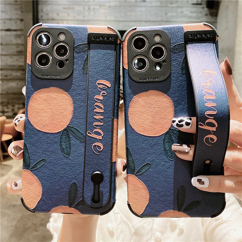 ins wind retro orange suitable for iphone11 apple 12 mobile phone protective case 13 new x xs xr net red 8plus silicone 7p all-inclusive anti-fall se2 wrist guard 12