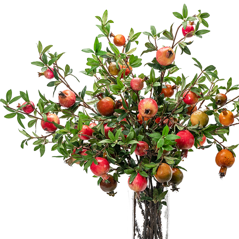Spring Hills Emulation Flower Pomegranate Branches Fake Flowers Fruits Chinese New Year Festive Home Decoration Fake Floral Affair Wedding Photography