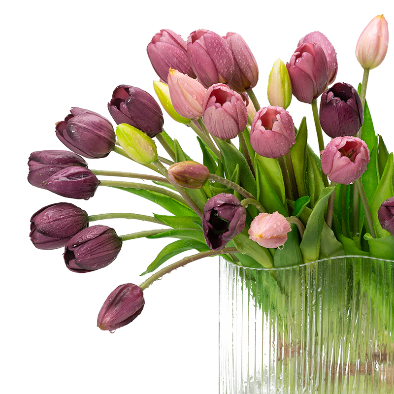 Emulation Tulip touch Realistic High-end Interior Decoration Pendulum Pieces Home Living Room Dining Room Table Flower-like board Fake Flowers