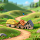 Micro-Landscape Creative Retro Rural Thatched House Ecological Bottle DIY Decoration Accessories Mini Desktop Ornaments