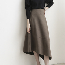 Temperament Café Color A high waist gross in a half body dress Women in winter fit sweater with a long section 2022 autumn winter dress new