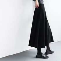 2022 new retro-feeling high waist a character black half body dress woman with a slim shade and hip autumn winter dress