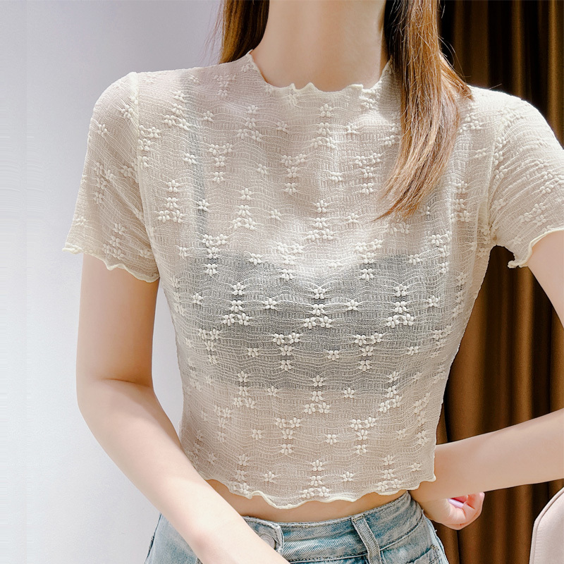 Pair It with a Suspender Dress and a White Short Mesh Undershirt for Women, Ice Silk Sunscreen Lace Cover-Up for Women