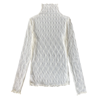 高领黑色加绒蕾丝打底衫女高级感2025秋冬新款木耳边毛衣内搭纱衣