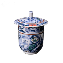 Japan Direct Mail Kutani Ware Tea Cup with Cover Painted Shozuiyama Honmachisa (Kiln Used by the Imperial Household Agency) Japan