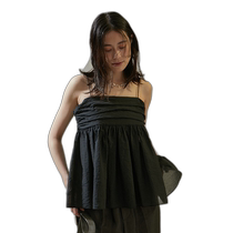 Japan direct mail SALON adam et rope organic cotton pleated ruffle suspender dress 2024B