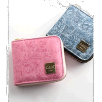 Japanese direct mail sankyo shokai ALV unisex cotton cowhide round zipper folding wallet