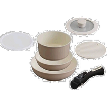 (Direct mail from Japan) Alice pot 6-piece set gas stove IH special removable handle beige