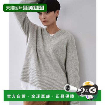 1 hour refundable japan direct mail opaque.clip women's loose v-neck mid-needle sweater too grainy rib design