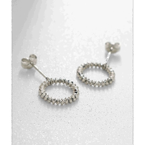 COCOSHNIK Platinum Cut Bead Round Stud Earrings 00