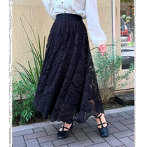 Japanese direct postal axes femme flowers lace long dress elegant and elegant and comfortable and high waist set