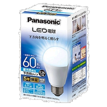 (日本直邮)Panasonic松下LED灯泡 E26 60W白色相当6.9W 普通下1