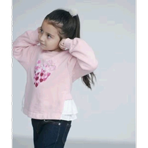 Japan direct mail green label relaxing childrens version love pattern back ruffle sweatshirt 3812