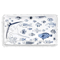 (Direct mail from Japan) Natural69 long horn plate manta ray white dining table party