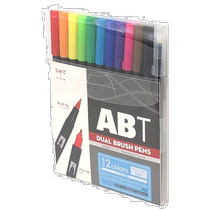 (Direct mail from Japan) Japanese Dragonfly pencil double-ended brush ABT 12-color set basic color
