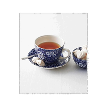 Japanese direct mail Japanese trend AfternoonTea breakfast cup and saucer blue print Burleigh HB24