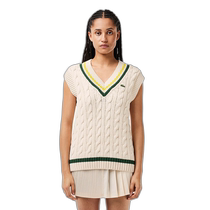 Japan direct mail LACOSTE womens V-neck organic cotton cable knitted vest AF694510