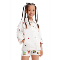 Japan direct mail Desigual childrens version of heart-shaped embroidered large denim jacket fashionable trucker style
