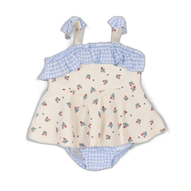 Japanese direct mail petit main childrens small flower pattern swimsuit set 9642603