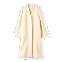 Japanese direct mail DES PRES womens alpaca silk curly knitted collarless coat light warm comfortable and elegant