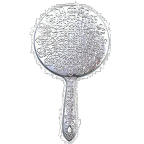 (Direct mail from Japan) Yamamura electroplated hand mirror silver pattern printed pattern simple L Y-13 mirror