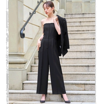 Japanese direct mail Flolia womens collarless jacket and jumpsuit suit suitable for various occasions spring and summer light