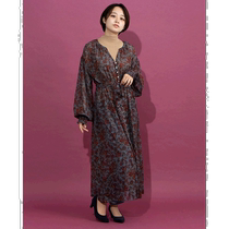 (JAPAN STRAIGHT MAIL) La] Flowers long dress (GRY) dress for a dress