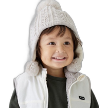 Japanese direct mail petit main childrens style bob woolen hat ear warm design solid color warm and waterproof