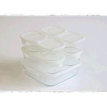 (Direct mail from Japan) Yiweiqi heat-resistant glass box white square 7-piece set 200ml*4 500ml*2 1200m