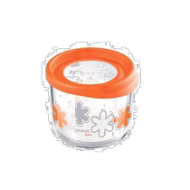 (Direct Mail from Japan) BormioliRocco Silicone Lid Food Sealing Glass Jar Round 12cm Orange