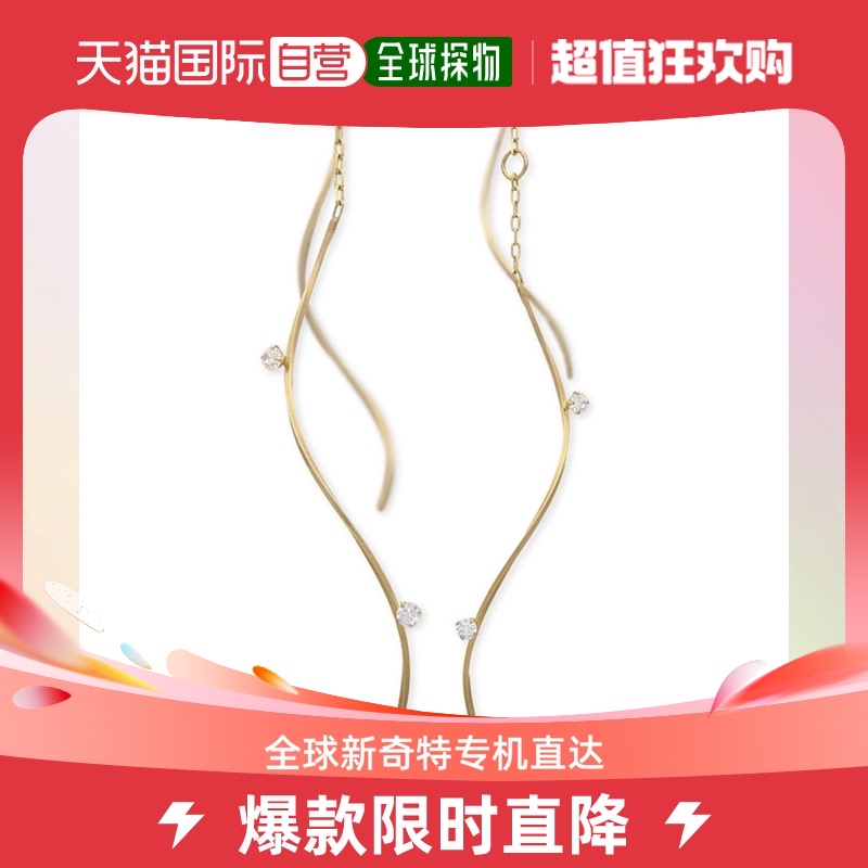 Japan Direct Mail Wisp Ear Nail Lady 10K Gold Zircon flow Suearline trendy 100 hitch a casual gem niche-Taobao