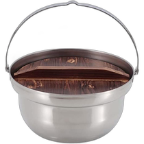 (Direct mail from Japan) Deer Brand Outdoor Pot Camping Bonfire Pot with Wooden Lid 22cm Stainless Steel UH-4125