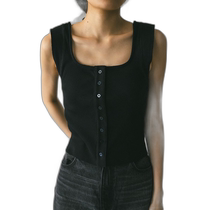 Japanese direct mail STYLEMIXER womens square collar button rib vest 500HAS804141